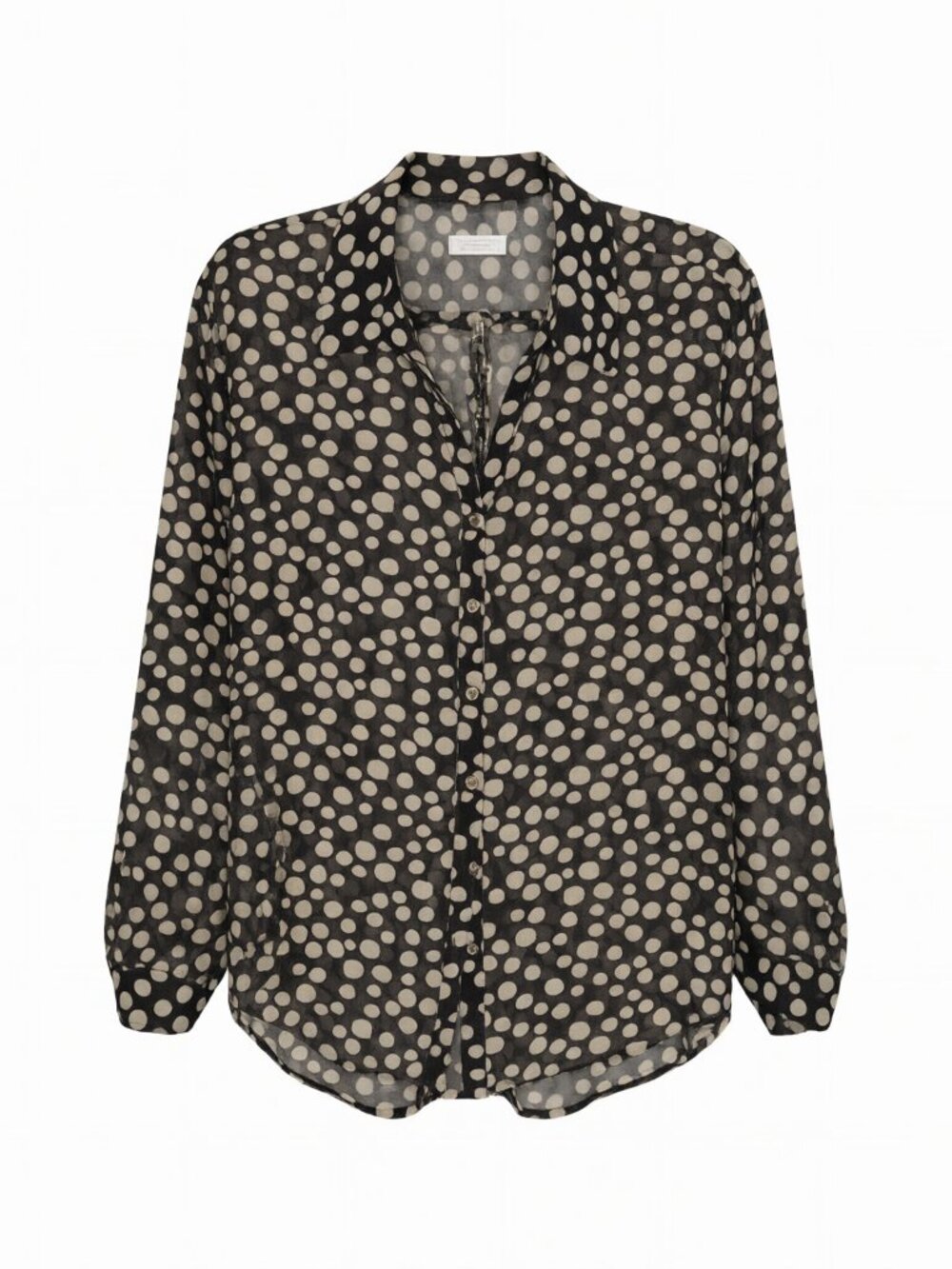 Chico's Black Beige Women's Polka Dot Button Down Shirt Women Sz 3 Black